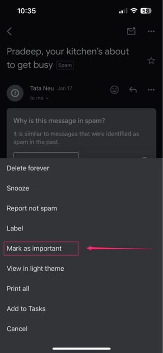 How to add safe sender in Gmail app