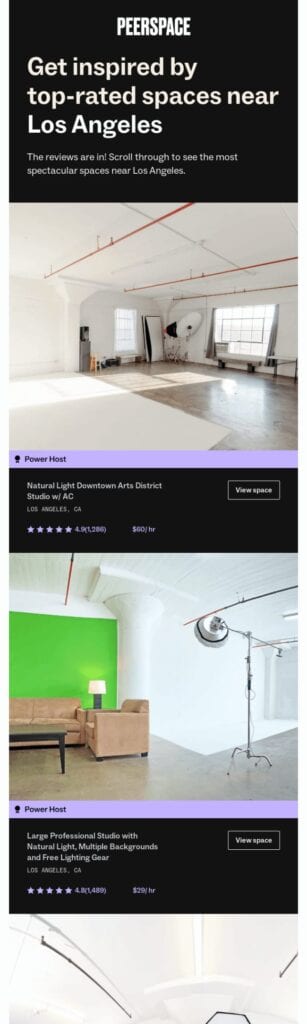 Reviews email example