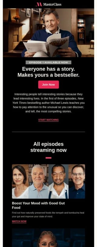 how to tell stories through mobile email marketing example