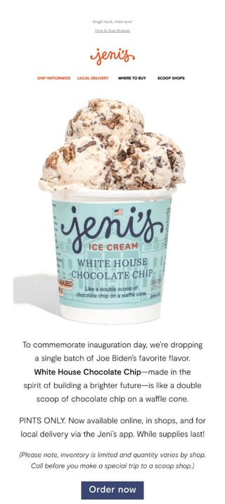 Product launch general email example