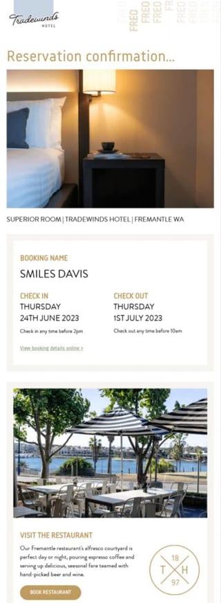 confirmation hotel email