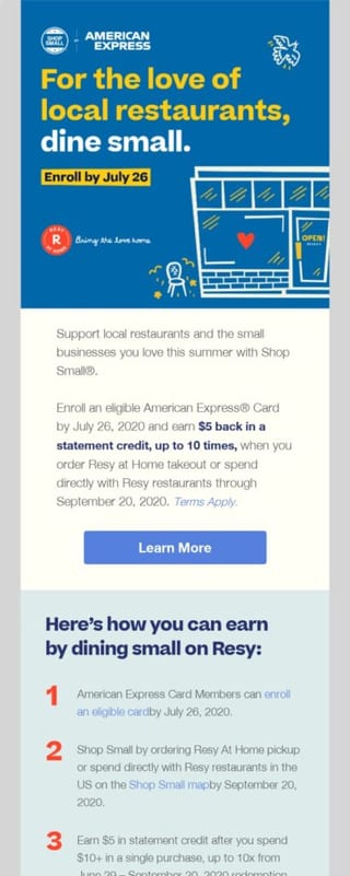 local email example for american express
