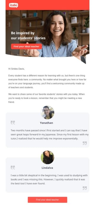 testimonial example