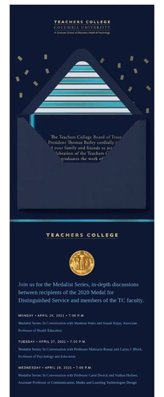 Example of an event invitation for students