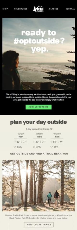 REI geographic segmentation example