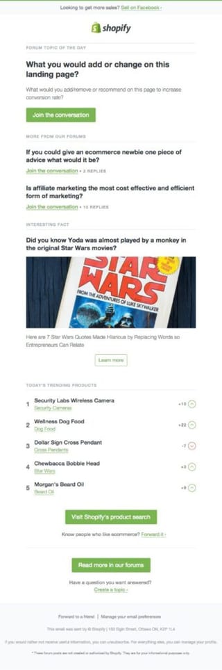 marketing email - shopify example