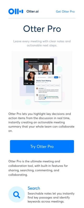 Otter.ai - upsell email example 1