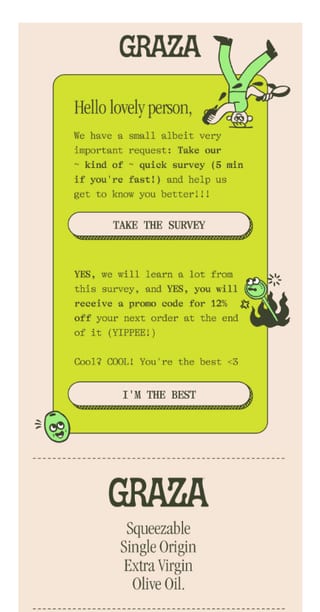 An email survey from Graza