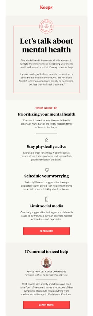 Keeps Men’s Mental Health Day Newsletter