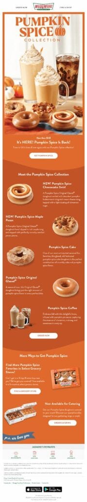 Krispy Kreme Pumpkin Spice Newsletter