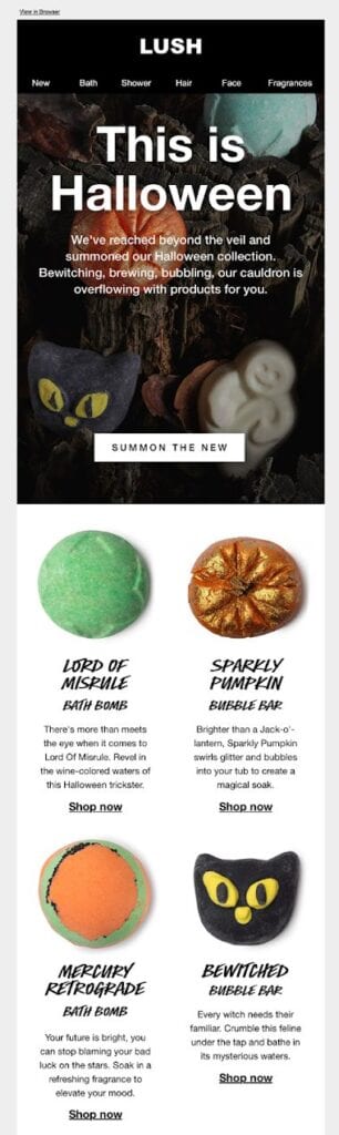 Lush Halloween Newsletter Design