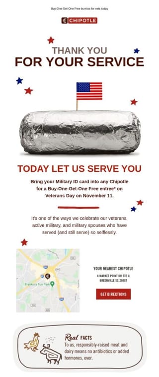 chipotle veterans day