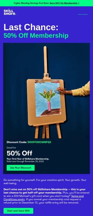 Cyber monday last chance email example