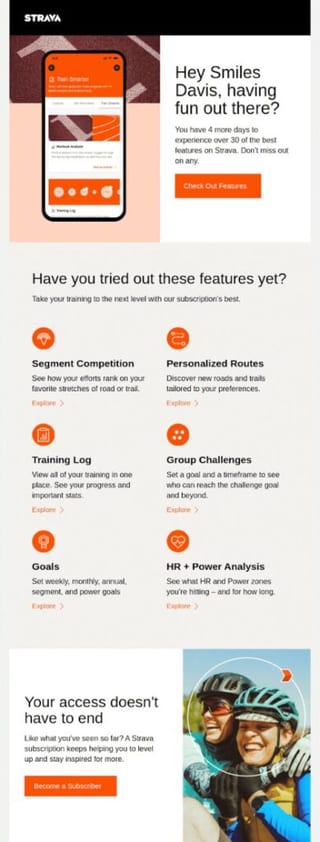Re-engagement campaign by Strava