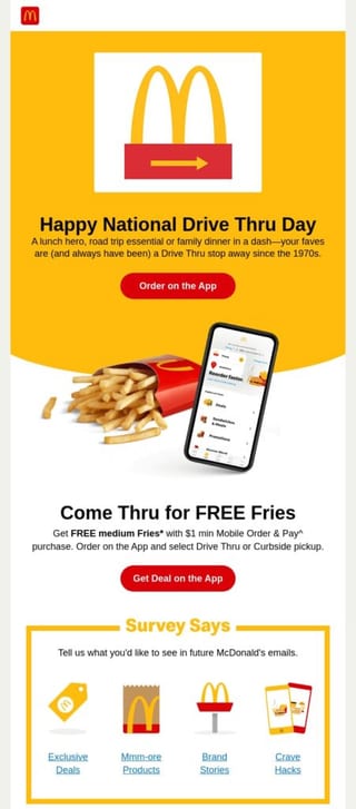 Consistent branding awareness email example McDonald