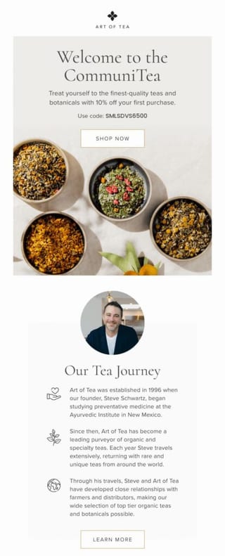 welcome email product recommendation example