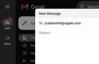 Email address with typo