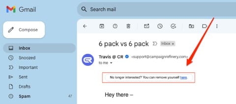 Unsubscribe link