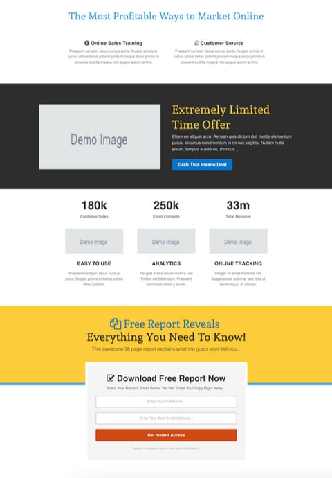 A landing page for email capture