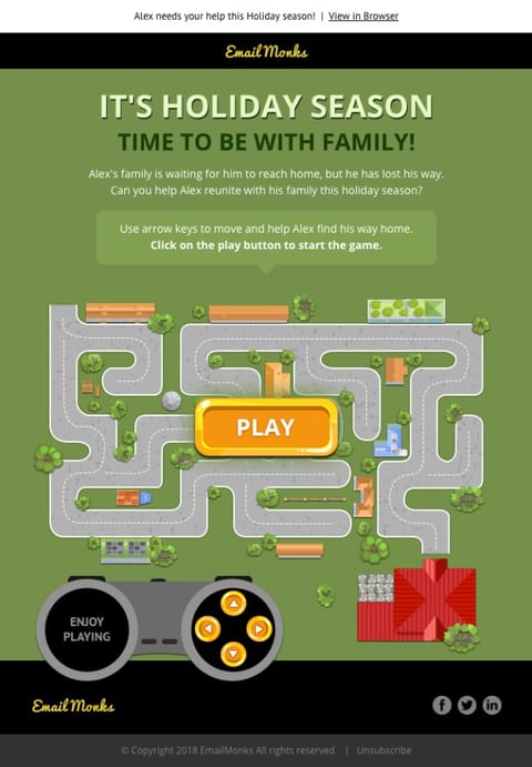 Holiday email blast example