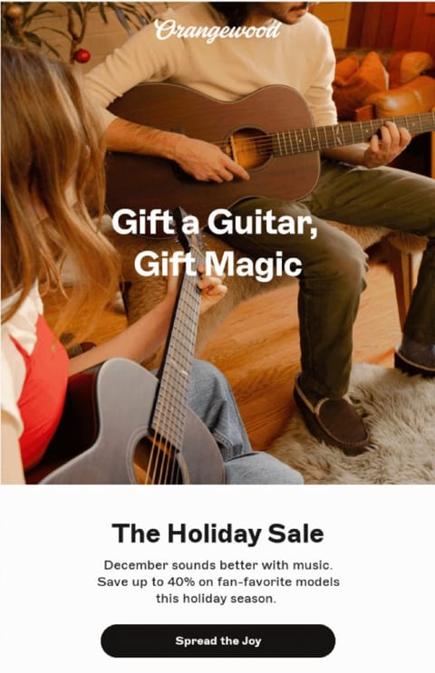 Holiday email campaign email header example