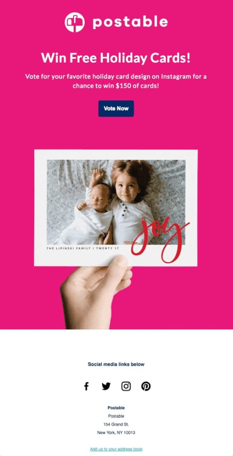 Holiday email contests