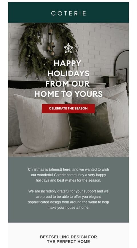 Holiday email marketing seasons greetings COTERIE