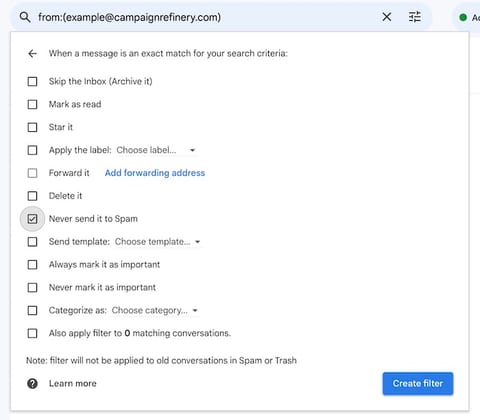 How to add email to safe sender list in Gmail step 2