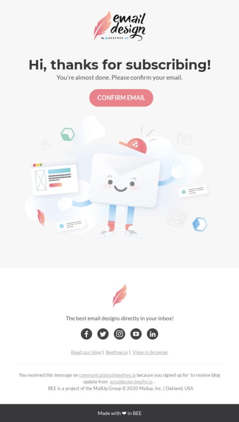 Minimalist double opt-in confirmation email