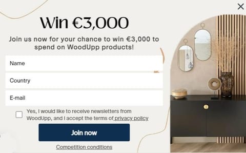 Woodup promo gamification sign up