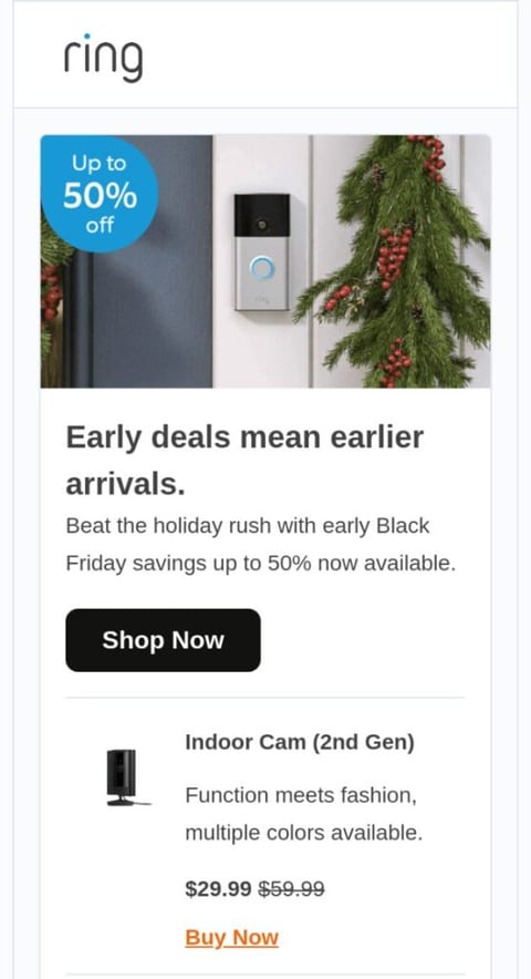 black friday early sale email