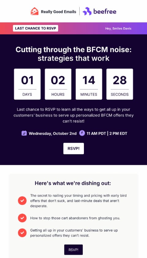 countdown email example
