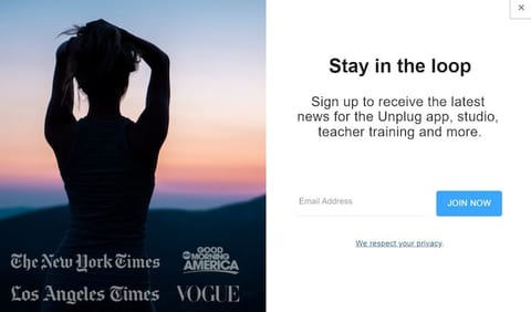 Sign up for our email example with a photo and a sign up form