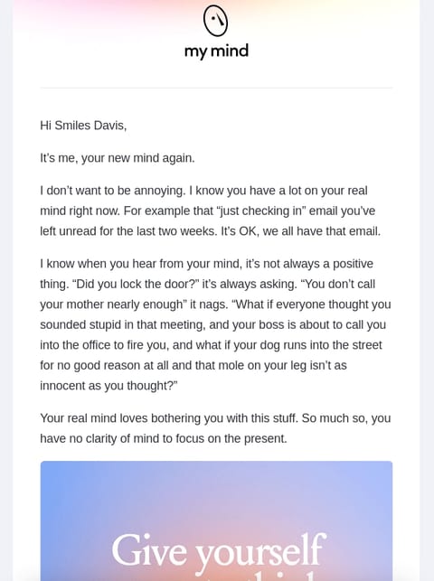 My Mind Re-engagement email