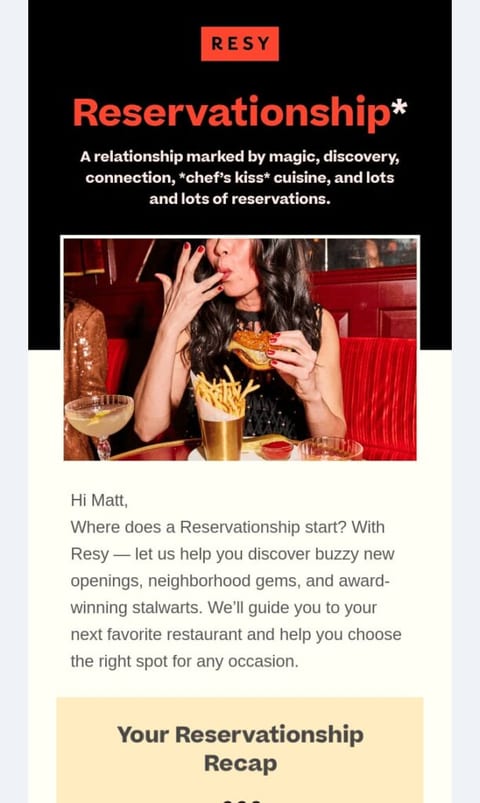 RESY personalized email