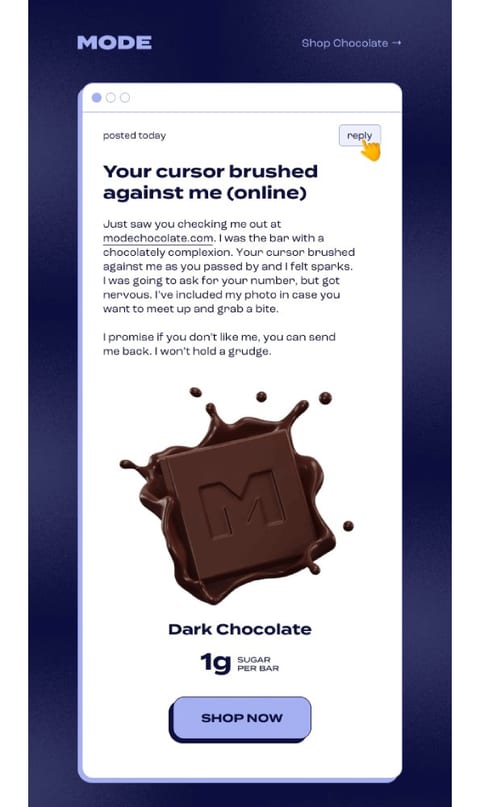 Re engagement Email Campaign #4 – Mode Chocolate — Missed Connection