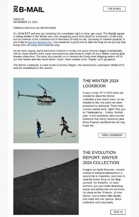 funny email newsletter example