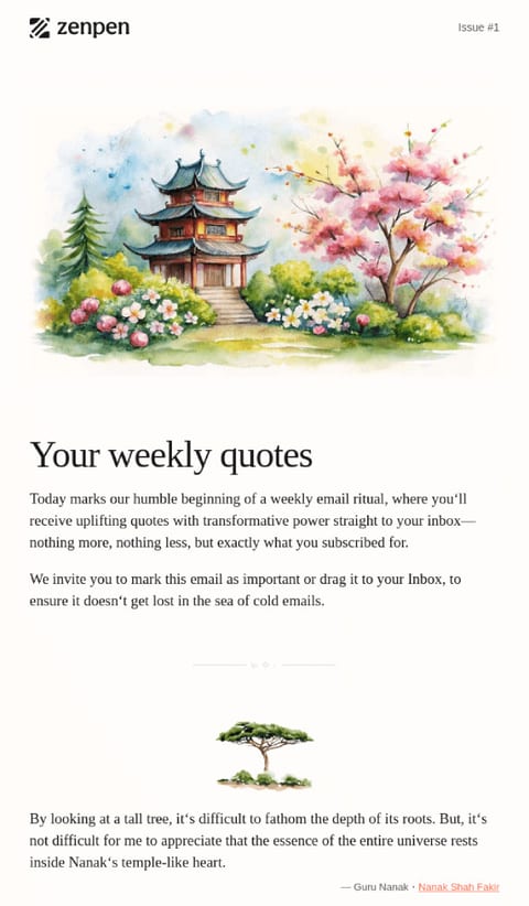zenpen weekly newsletter example