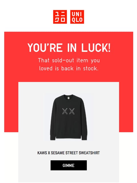 Back in stock trigger email example
