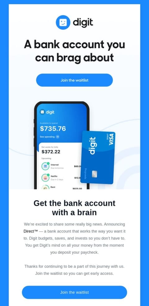 Digit Product Launch Email