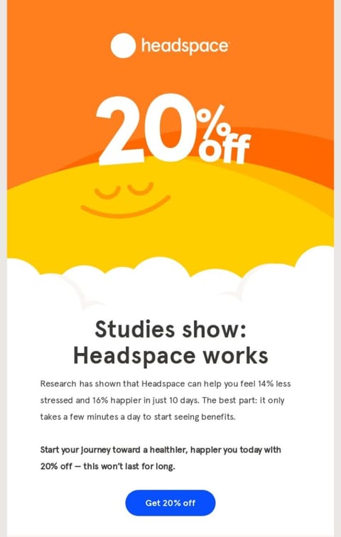 Headspace Customer exclusive deals promotional email