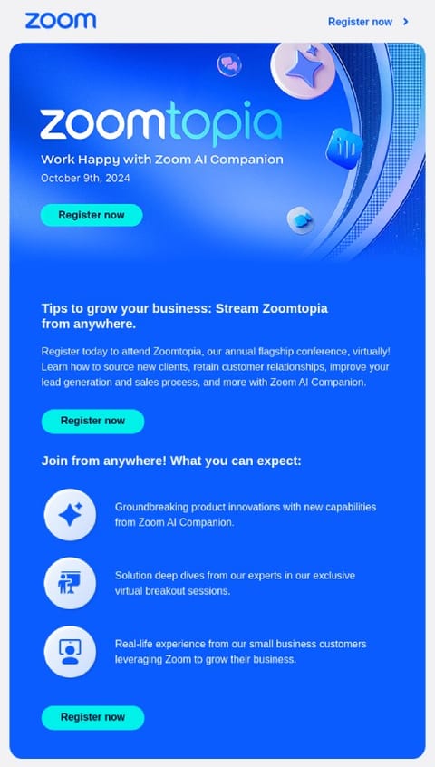 Virtual event invite example