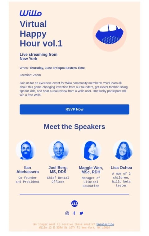 Willo Happy Hour Event Invitation Email