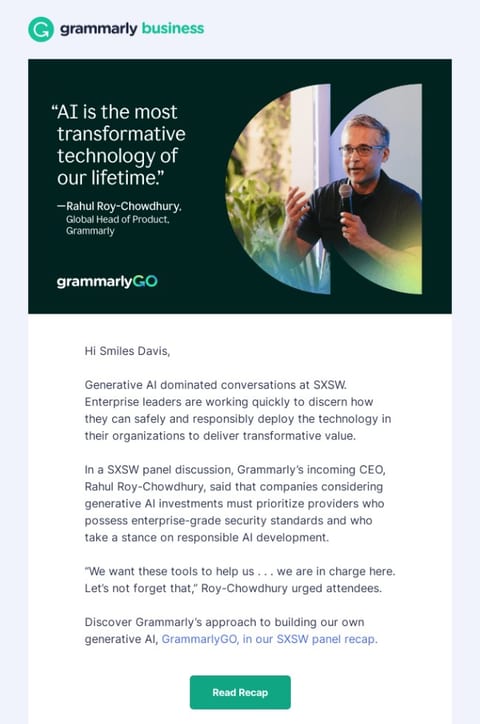 lead generation email example