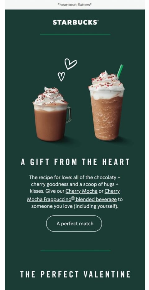 Good copywriting for Valentines day email example