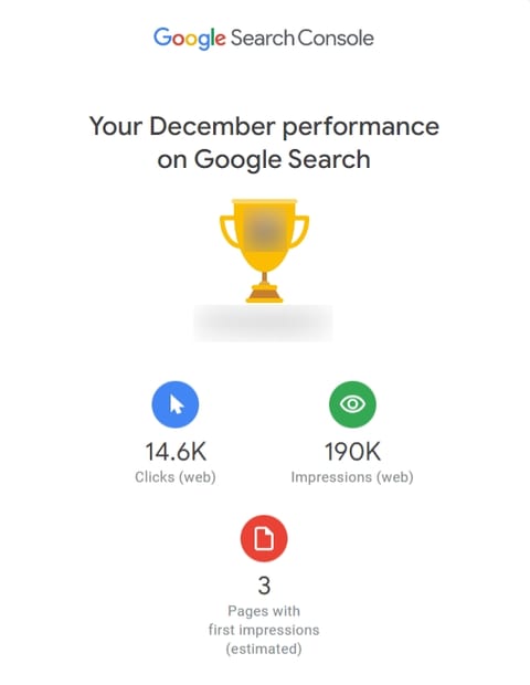 Google Search Console’s monthly traffic report