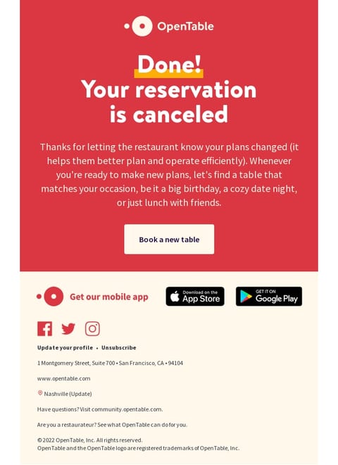 cancellation confirmation email