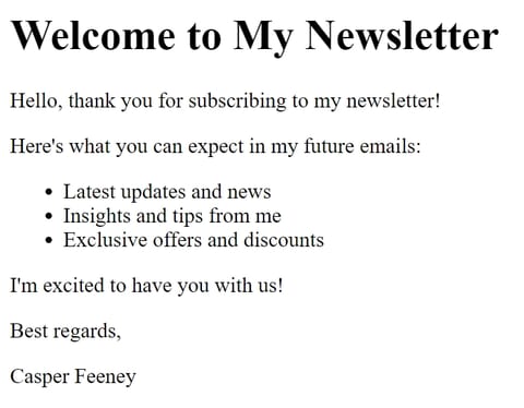 Rendered email example