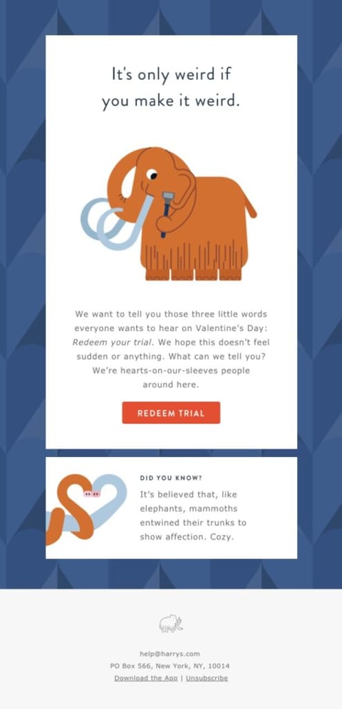 valentines day storytelling email example