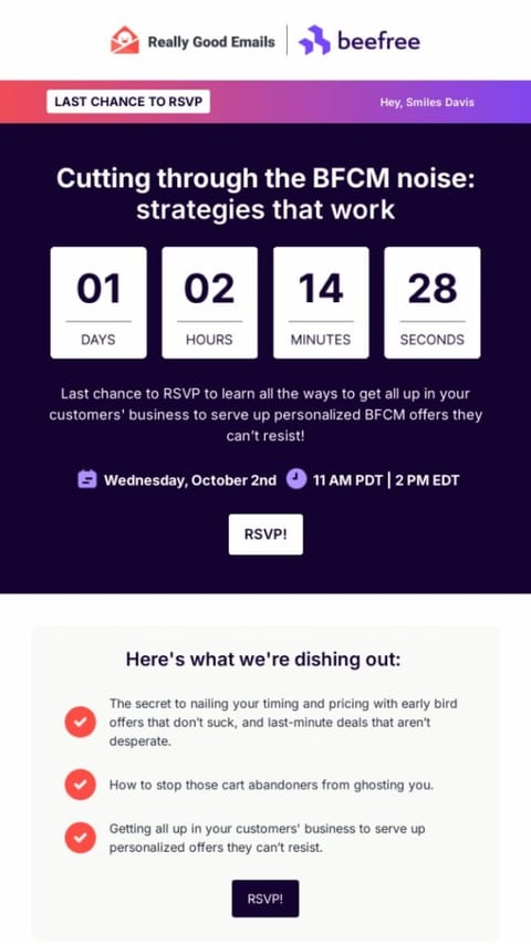 webinar selling email example